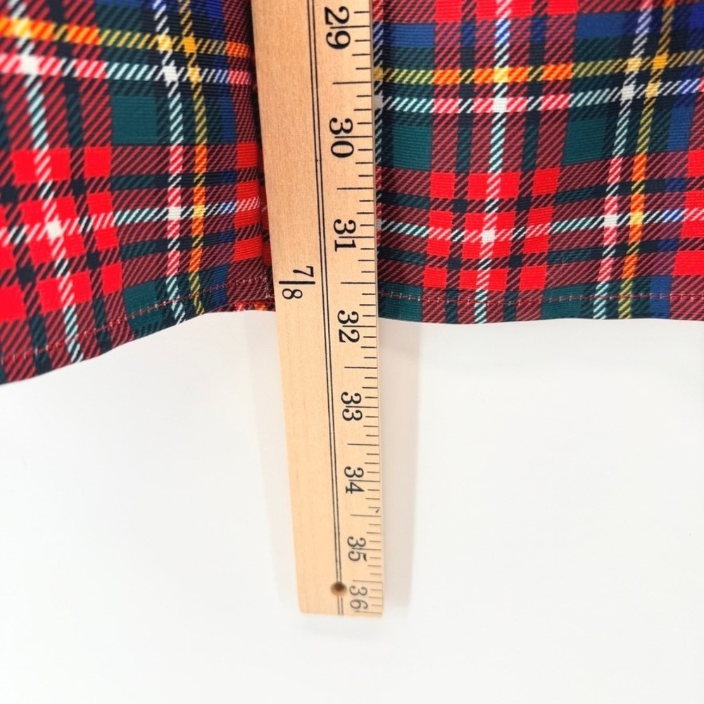 New York & Company Red Tartan Plaid Pleated Midi Skirt XL Pockets Holiday Party - Picture 6 of 8